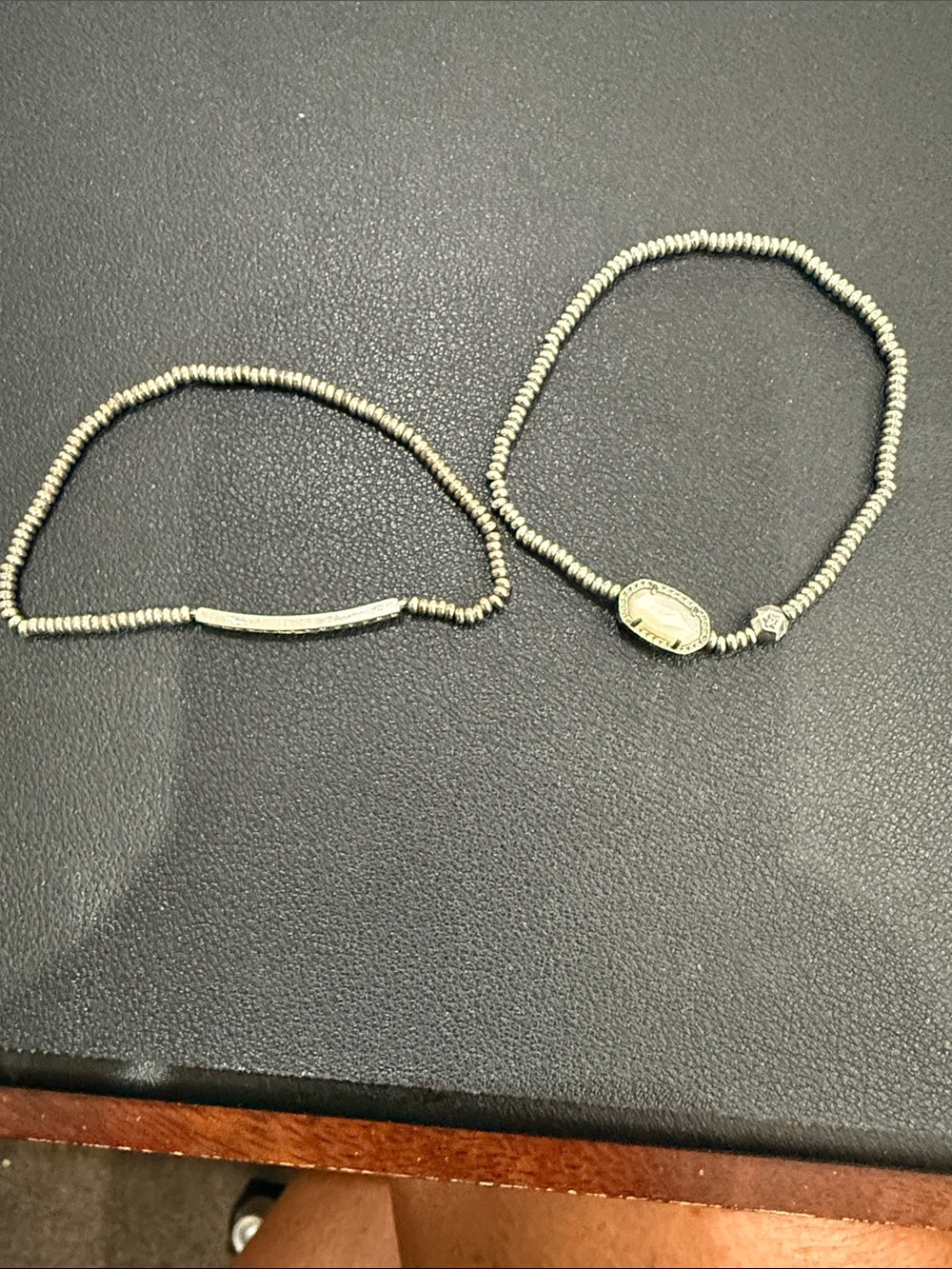Kendra Scott Silver Opal like Oval Stone & Crystal accent bracelets. - Picture 2 of 2